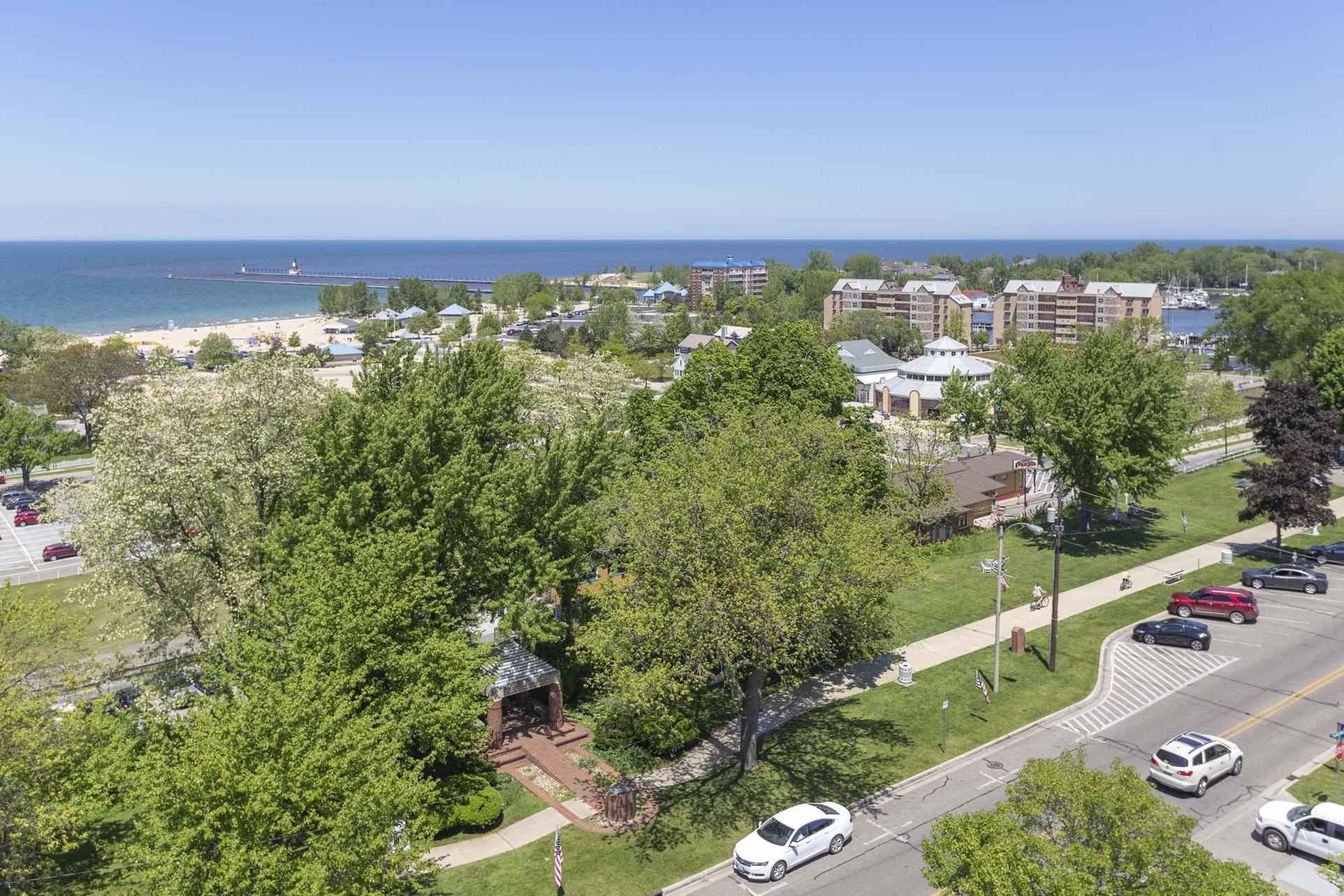 View of Saint Joseph, Michigan and Lake Michigan from the Boulevard Inn.